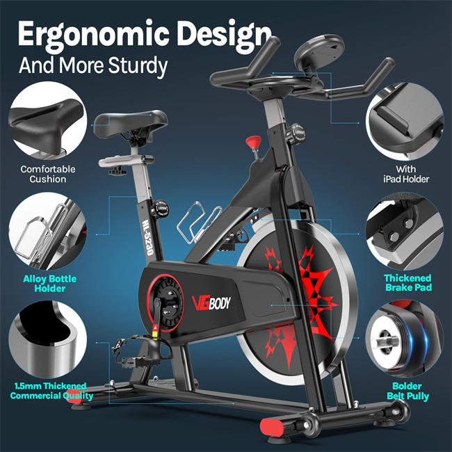 Exercise Bike Indoor Cycling Bike Adjustable Stationary Bicycle for Home Gym Workout Cardio Bikes Upright Bike