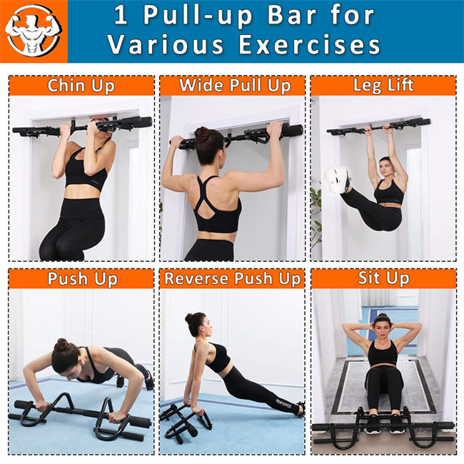 Pull Up Bar for Doorway, Pullup Bar for Home, Multifunctional Chin Up Bar, Portable Fitness Door Bar, Body Workout Gym System Trainer