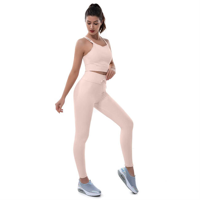 Women 2 Piece Yoga Running Fitness Outfits Seamless Exercise Sportswear Legging Crop Top Gym Clothes