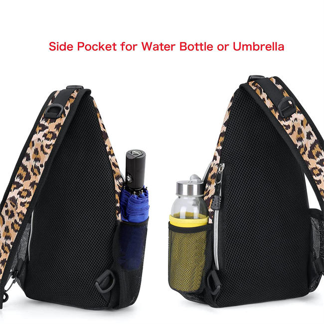 Mini Sling Backpack,Small Hiking Daypack Pattern Travel Outdoor Sports Bag, Leopard Print