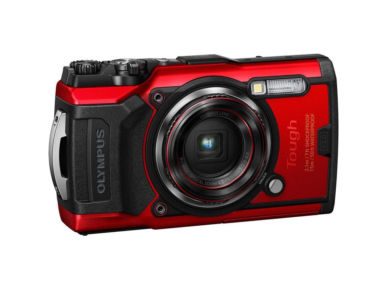 Olympus Tough TG-6 Waterproof Camera (Red) - Action Bundle - With 50 Piece Accessory Kit + Extra Battery + Float Strap + Sandisk 64GB Ultra Memory Card + Padded Case + More