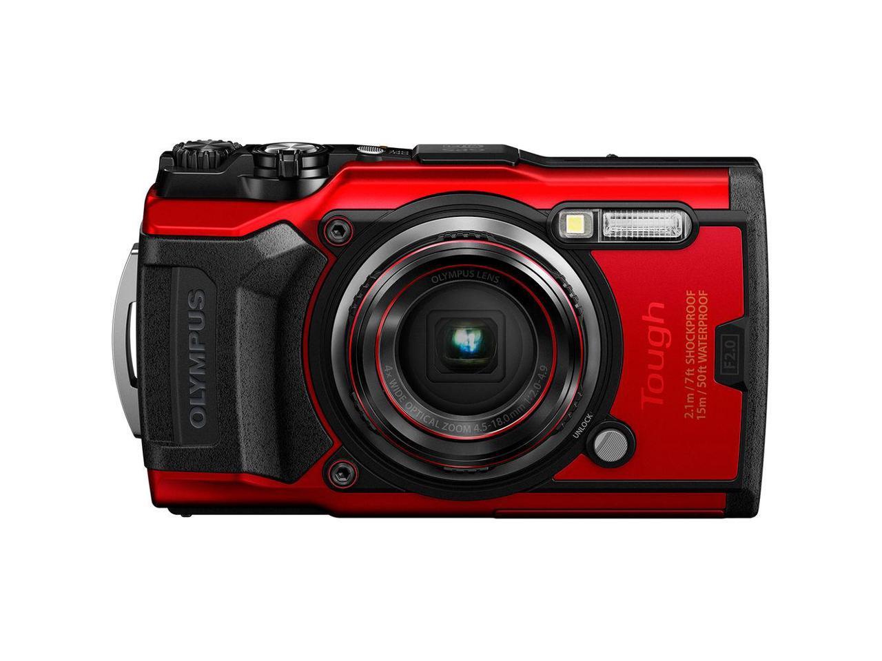 Olympus Tough TG-6 Waterproof Camera (Red) - Action Bundle - With 50 Piece Accessory Kit + Extra Battery + Float Strap + Sandisk 64GB Ultra Memory Card + Padded Case + More